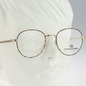 Raffaella Curiel C040 3E34, Vintage 90s gold and tortoise panto round eyeglasses frames mens & womens NOS