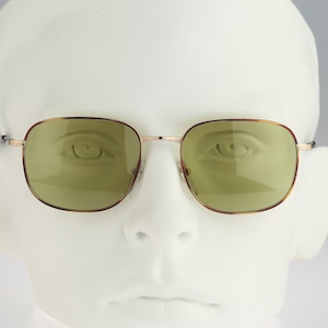 Piave Teen Up 1315 3E65, Vintage 90s tinted green lenses unique gold & tortoise square sunglasses men and women, NOS