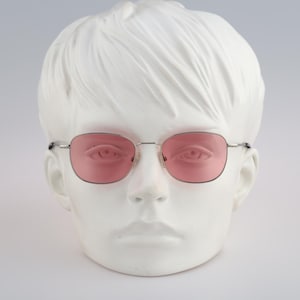Andy Wolf 4716 Maria L. Col.A, 2000s tinted pink lenses silver lightweight small square sunglasses mens & womens NOS