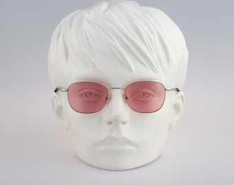 Andy Wolf 4716 Maria L. Col.A, 2000s getönte rosa Gläser Silber leichte kleine quadratische Sonnenbrille Herren & Damen NOS