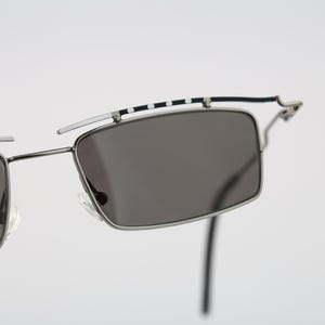 Vintage 90s German gray steampunk browline rectangle sunglasses men and women, NOS