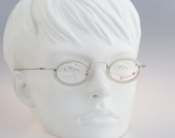 Casanova AR 2 C-01, Vintage 90s clear and silver unique small oval eyeglasses frames mens & womens NOS