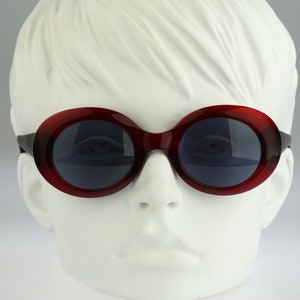 Nouvelle Vague Manila 113, Vintage 80er einzigartig klar rot runde Sonnenbrille Damen NOS