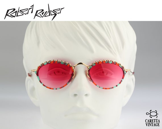Gafas de sol redondas para mujer Robert Rudger 0870 137 01 Vintage 90s unique coloridas y doradas gafas de sol rosa victoriana para mujer NOS Etsy Espana