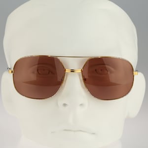 Piloni 6523, Vintage 80s gold & tortoise square aviator sunglasses men and women NOS