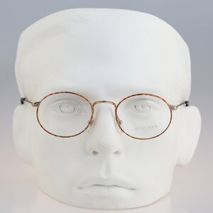 Boscher Collection 655 1, Vintage 90s unique gold and tortoise small round eyeglasses frames mens & womens NOS