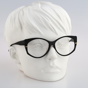 Collezione Zagato, Vintage 70s black oversized square butterfly eyeglasses frames womens NOS