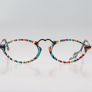 Robert Rudger 0860 132 03, Vintage 90s unique colorful oval eyeglasses frames womens NOS