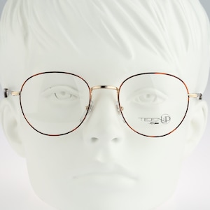 Piave Teen Up 1322 3A93, Vintage 90s gold and tortoise panto round eyeglasses frames mens & womens NOS