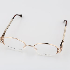 Diva 5143 AS 74 D E, Vintage 90s half rim gold rhinestones oval eyeglasses frames womens NOS image 8
