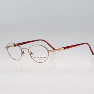 Kata DosaTor, Vintage 90s tortoise and gold magnificent small round eyeglasses frames mens & womens NOS