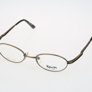 Kansai Yamamoto KY 3009U 2 L2 Titanium, Vintage 90s unique antique gold small oval eyeglasses frames mens & womens / NOS