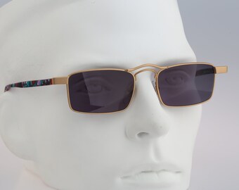 Robert Rudger 0920 116 01, Vintage 90s colorful & gold small rectangle aviator sunglasses men and women NOS