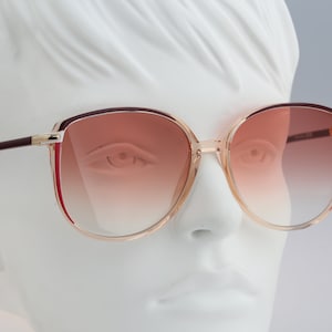 Silhouette M 1751 20 C 1885, Vintage 90s tinted pink lenses unique oversized clear cat eye sunglasses women, NOS