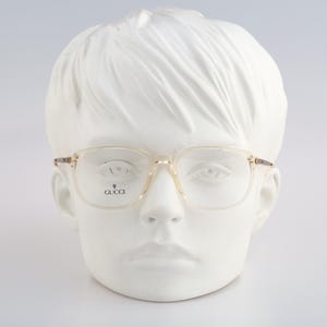 Gucci GG 1141 N BI3, Vintage 90s gold and clear square eyeglasses frames mens & womens NOS