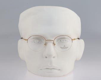 Brooksfield M Balmore 4, Vintage 90s gold and tortoise half rim panto round eyeglasses frames mens & womens NOS