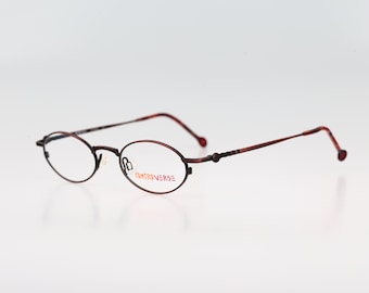 Contro Verse 3880 167, Vintage 90s unique antique bronze oval eyeglasses frames mens & womens NOS