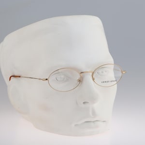 Giorgio Armani 270 743, Vintage 90s gold lightweight small oval eyeglasses frames mens & womens NOS