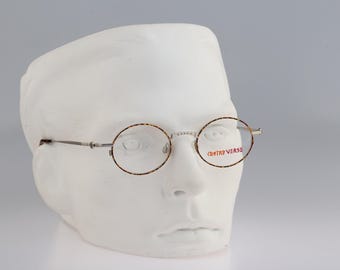 Contro Verse 3860 148 A7, anteojos vintage de los años 90 con montura redonda de círculo pequeño en color plata y carey para hombre y mujer, NOS