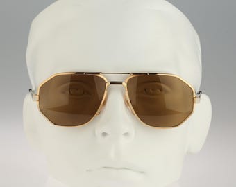 Roman Rothschild ze Szwajcarii R7 col 2, zabytkowe okulary przeciwsłoneczne typu aviator z lat 80. w kolorze złotym, prostokątne, męskie i damskie, NOS