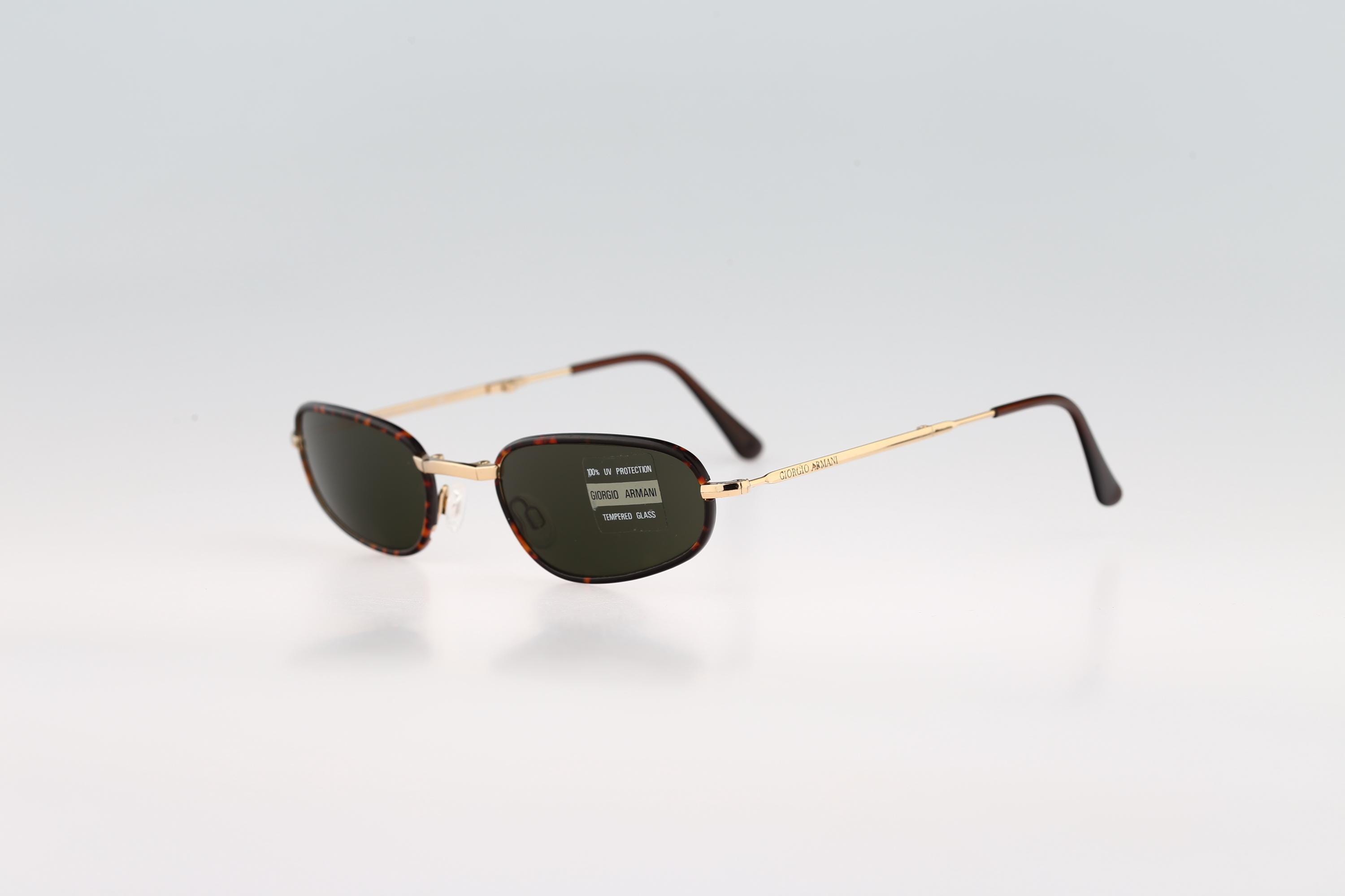 Giorgio Armani 624 786, Vintage 90s Folding Gold and Tortoise Oval