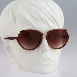 Silhouette M 8023 V 6054, Vintage 80s gold & tortoise oversized cat eye sunglasses women, NOS