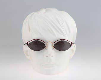 Casanova Clayberg 4 02, Vintage 90s colorful semi rimless crazy oval sunglasses women, NOS
