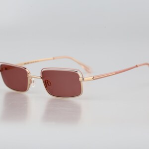 Diva 9081 211, Vintage 90s tinted lenses unique gold and pink small rectangle sunglasses women, NOS