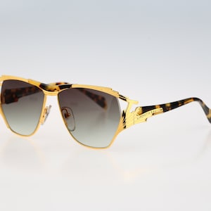 Simonetta Ravizza A 1137, Vintage 80s unique gold square sunglasses women NOS