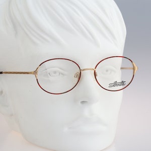Silhouette M 6321 V 6050, Vintage 90s gold & tortoise unique oval eyeglasses frames womens NOS