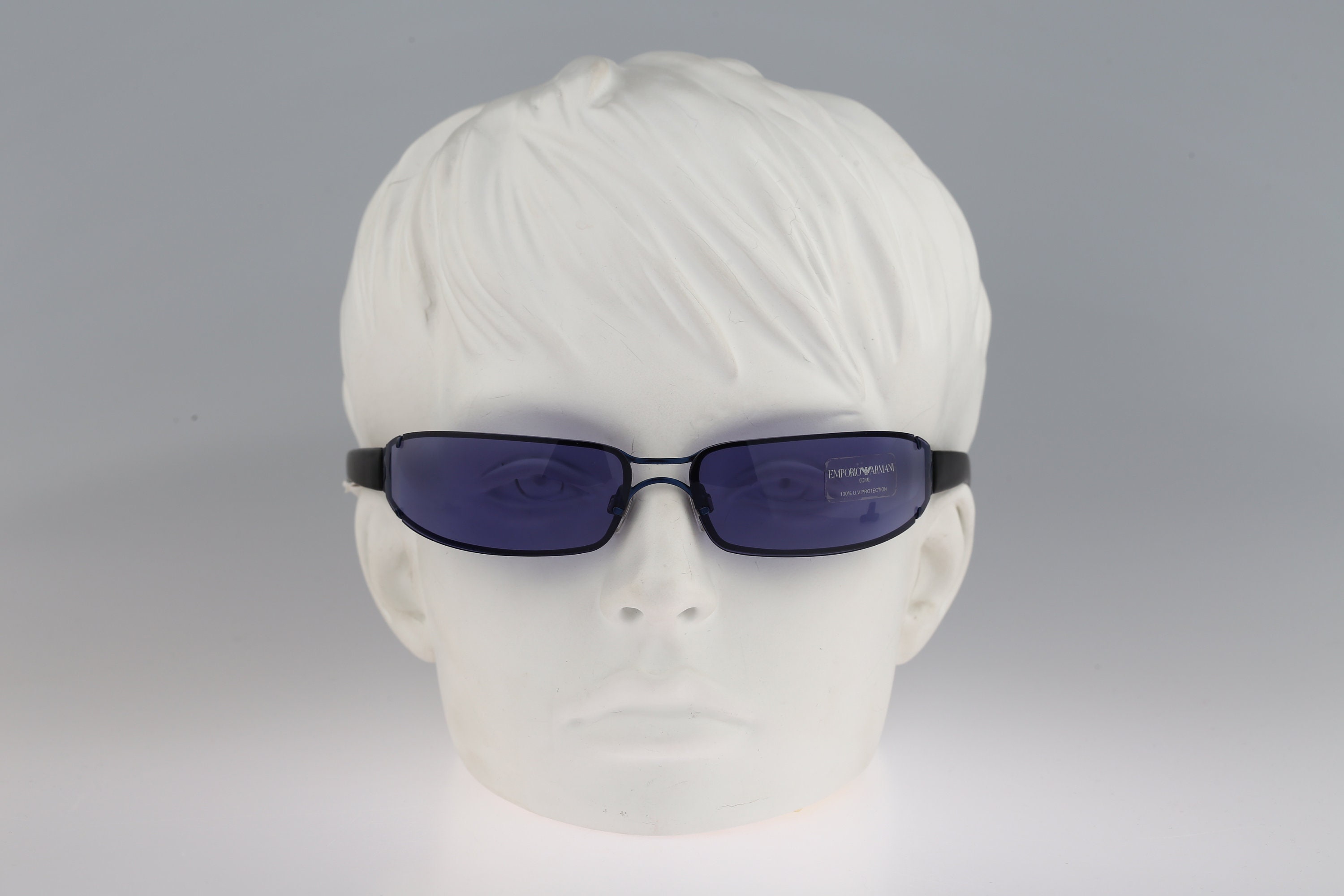 小物 00s EMPORIO ARMANI sunglasses Y2K Emporio Armani Y2K 203-S Skinny Blue Tinted Lens Metal Frame
