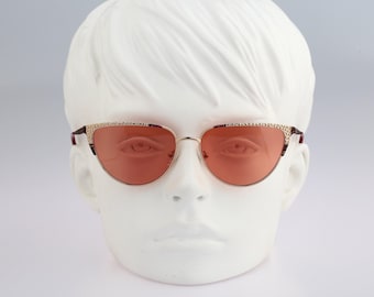 Stephanie's Collection 686 6972 Hand made in Italy, Vintage 90er Jahre getönte Gläser Unikat gold Cat Eye Sonnenbrille Damen, NOS