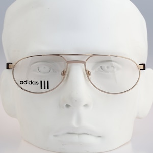Adidas A801, Vintage 90s small gold oval aviator glasses frames mens & womens NOS