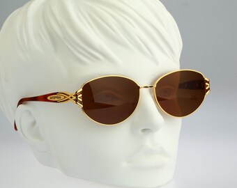 Anteprima Romy 4, Vintage 90er Jahre Unikat Tortoise & Gold Katzenauge Sonnenbrille Damen NOS