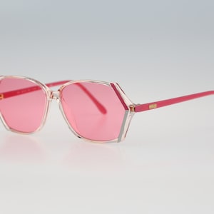 Silhouette M 1775 /20 C 2188, Vintage 80s tinted pink lenses lightweight clear hexagon sunglasses women, NOS