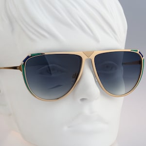 Silhouette M 8014, Vintage 80s unique gold oversized flat top sunglasses men & women NOS