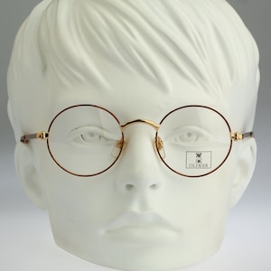 Oliver By Valentino 1342 962, Vintage 90s gold and tortoise small circle round eyeglasses frames mens & womens NOS
