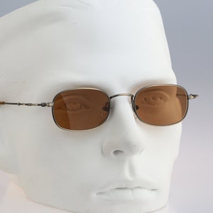 Jean Paul Gaultier 55-0011, Vintage 90s tinted brown lenses unique steampunk small square sunglasses men & women, NOS