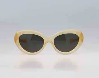 Dolce & Gabanna 515S 032, Vintage 90s große klare gelbe Katzenaugen-Sonnenbrille Damen, NOS