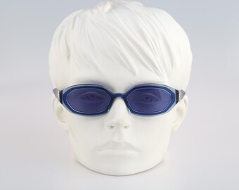 Bvlgari 813 914, Vintage 2000s Unique Blue Hexagon Sunglasses