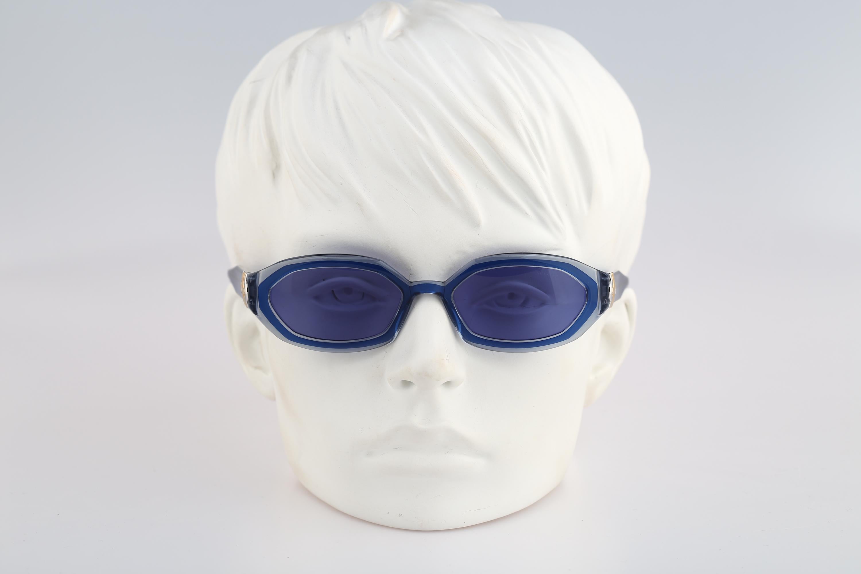 Bvlgari 813 914, Vintage 2000s Unique Blue Hexagon Sunglasses