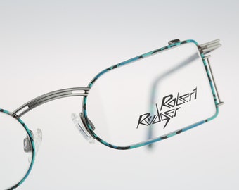 Robert Rudger 1580 179 C7, Vintage 90s colorful unique steampunk small rectangle glasses frames mens & womens / NOS
