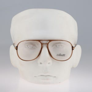 Silhouette M 2763 20 6051, Vintage 80s oversized clear brown square aviator glasses frames mens & womens NOS