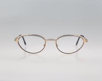 Mondi by Metzler 2403 672, Vintage 90s gold unique cat eye glasses frames womens NOS