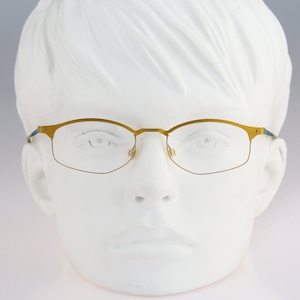 It&#39;s Titanium 602, Vintage 90s laser cut ultra lightweight nylor yellow small rectangle glasses frames women / NOS