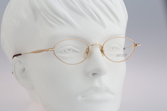 Matsuda 10120 PG, Vintage 90s victorian gold small cat eye glasses frames womens NOS View 2