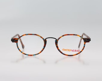 Contro Verse 3310 139 08, Vintage 90s colorful crown panto eyeglasses frames mens & womens NOS