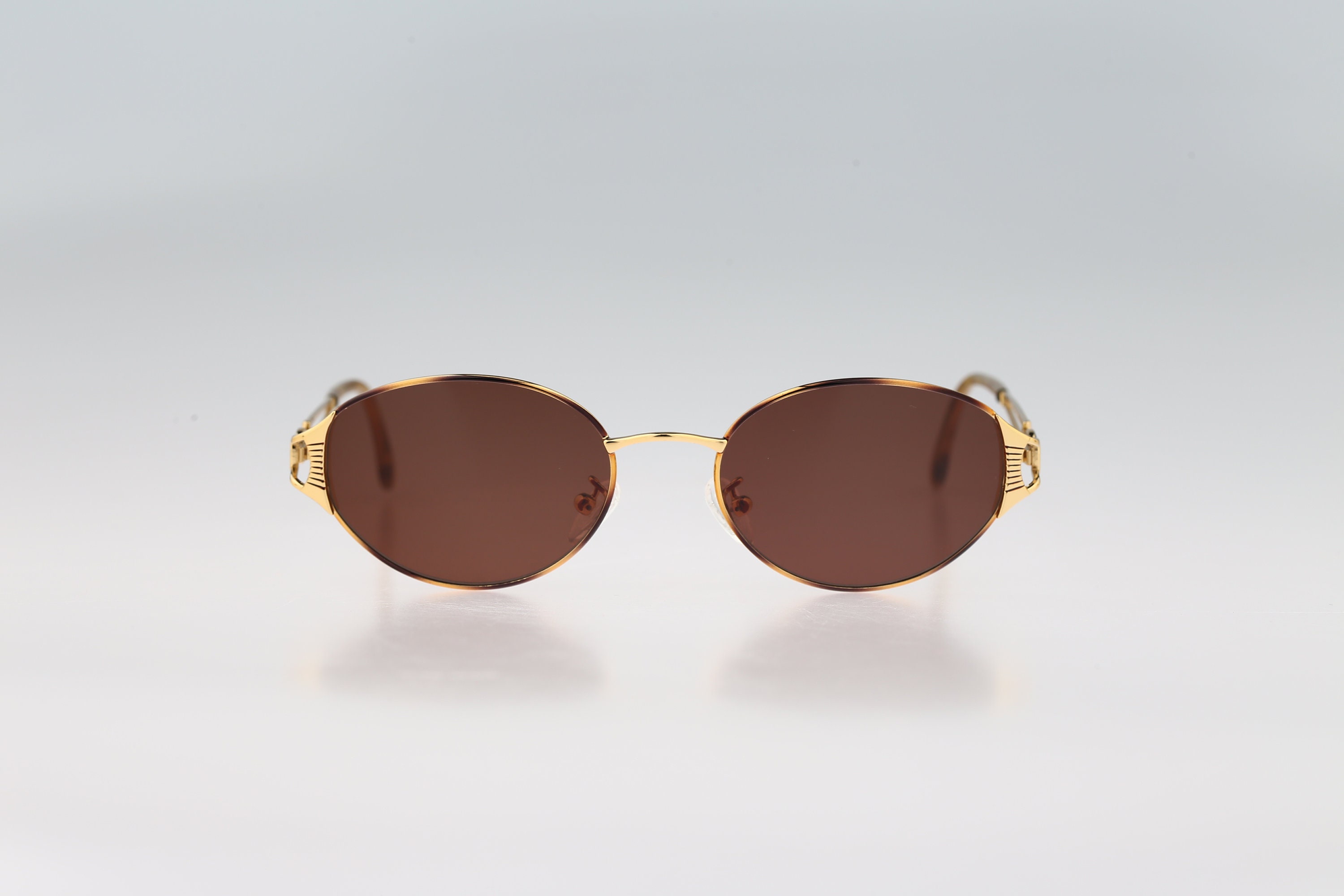 Vtg Riviera Eye-cycle Gold Tone Oval Sunglasses BOTTEGA VENETA EYEWEAR Oval-frame acetate and gold-tone  main image 2