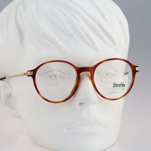Sferoflex 1003 021, Vintage 90s gold and tortoise panto round eyeglasses frames mens & womens NOS