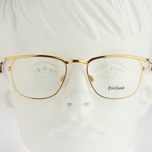 Free Land FL 125 002, Vintage 90s gold square eyeglasses frames womens / NOS